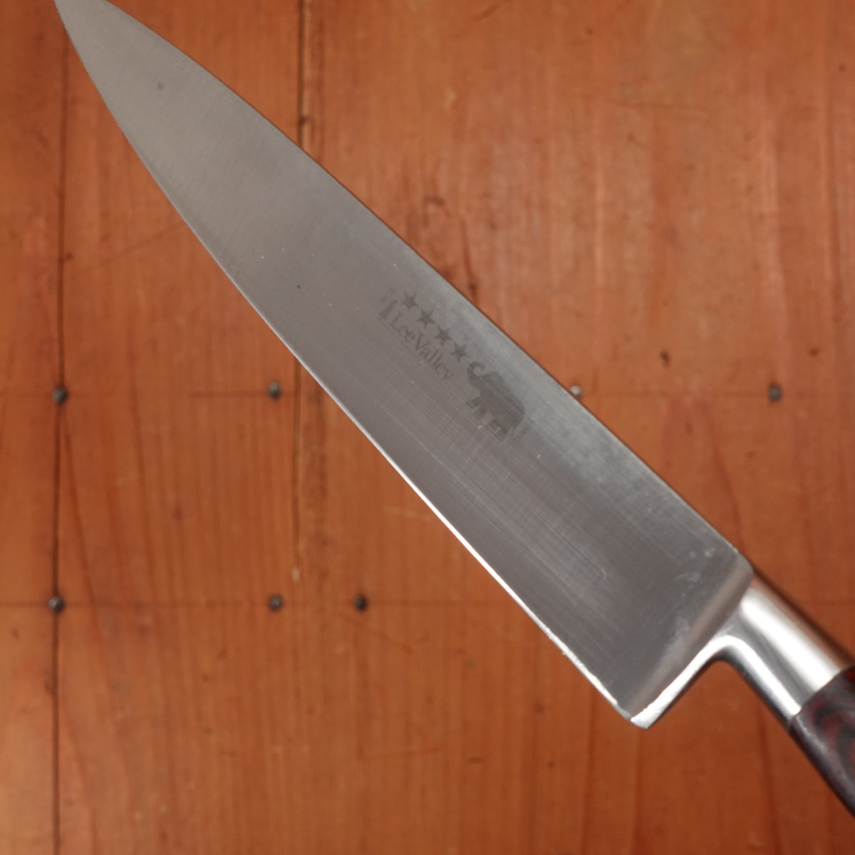 Thiers Issard / Lee Valley 6" Ideal Pattern Chef Knife Stainless Steel Red Pakka Handle Thiers, France 1990-2000