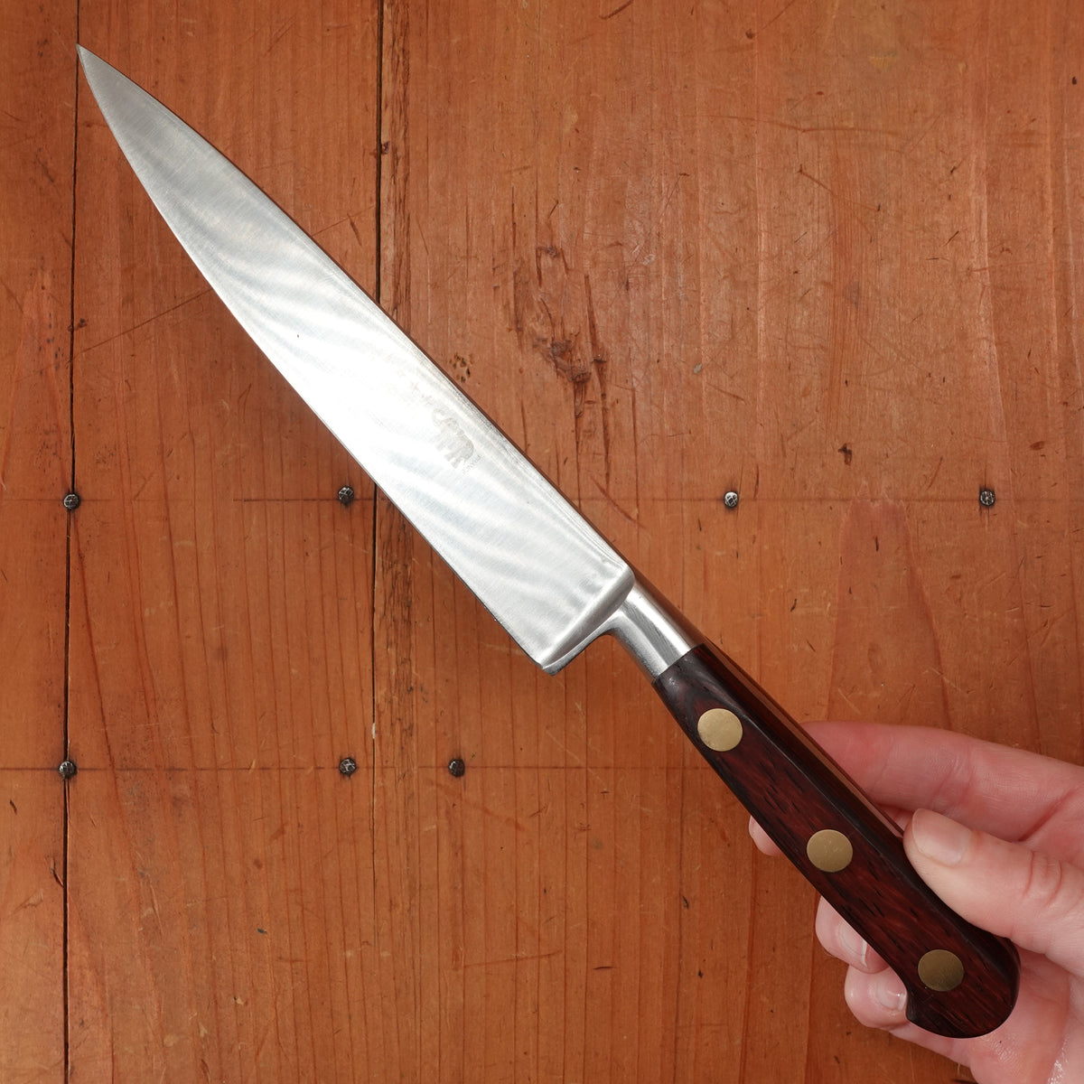 Thiers Issard / Lee Valley 6" Ideal Pattern Chef Knife Stainless Steel Red Pakka Handle Thiers, France 1990-2000