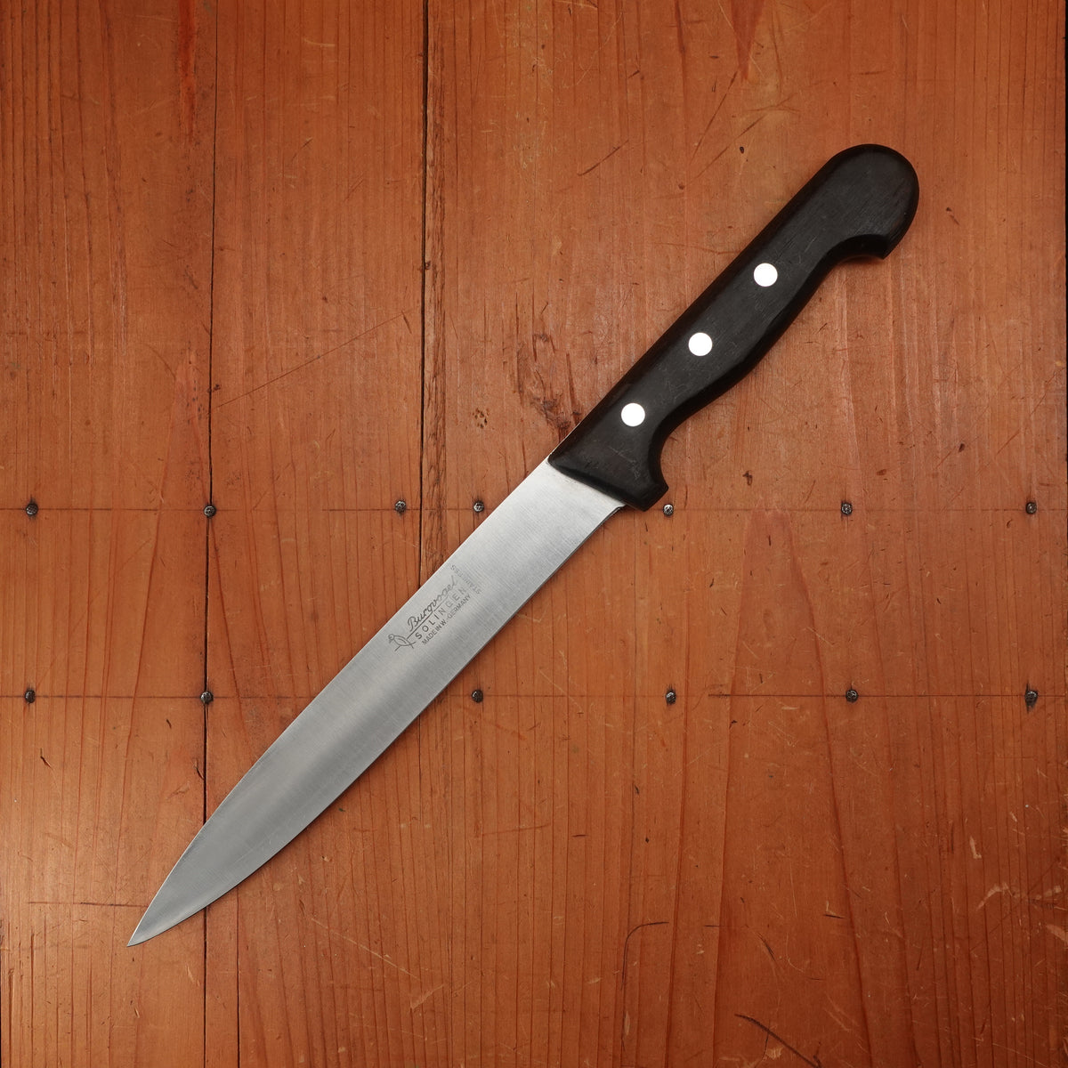 Burgvogel 8" Slicer Stainless Steel Walnut Handle Solingen, W. Germany 1970-90