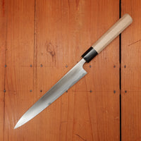 Wakui 210mm Sujihiki Stainless Clad Shirogami 2 Migaki Warikomi Ho Octagonal