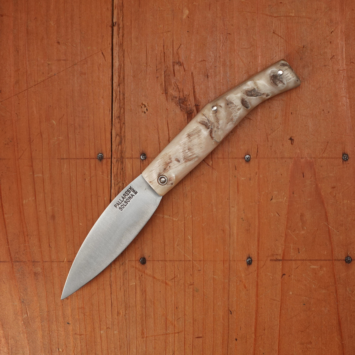 Pallares Busa 10cm Drop Point Stainless Steel Friction Lock Light Ram Horn Handle