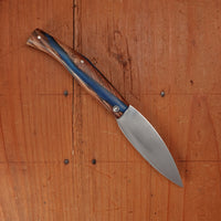 Pallares Busa 10cm Drop Point Stainless Steel Friction Lock Wood and Blue Epoxy Handle