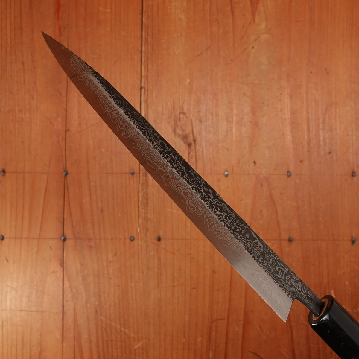 New Old Stock Yoshikane 180mm Wa-Petty SLD Suminagashi Damascus with New Ho & Horn Handle