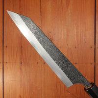 New Old Stock Yoshikane 210mm Wa-Kiritsuke Gyuto SLD Suminagashi Damascus with New Burnt Chestnut Handle