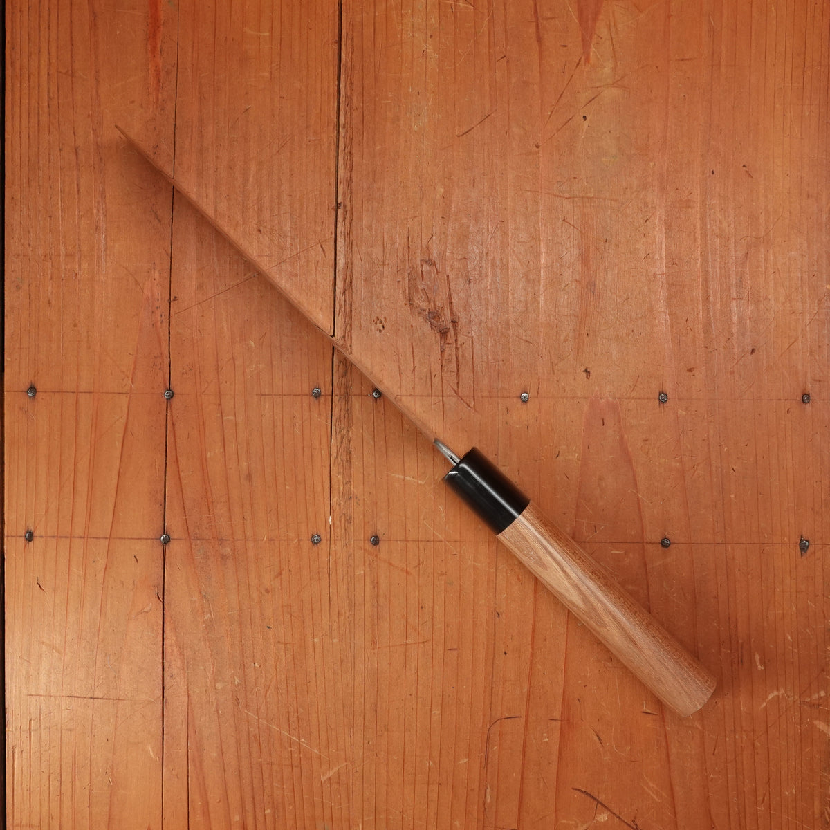 New Old Stock Yoshikane 165mm Nakiri VG10 Suminagashi Damascus with New Enju & Horn Handle