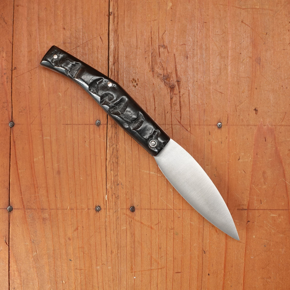 Pallares Busa 10cm Drop Point Stainless Steel Friction Lock Dark Ram Horn Handle