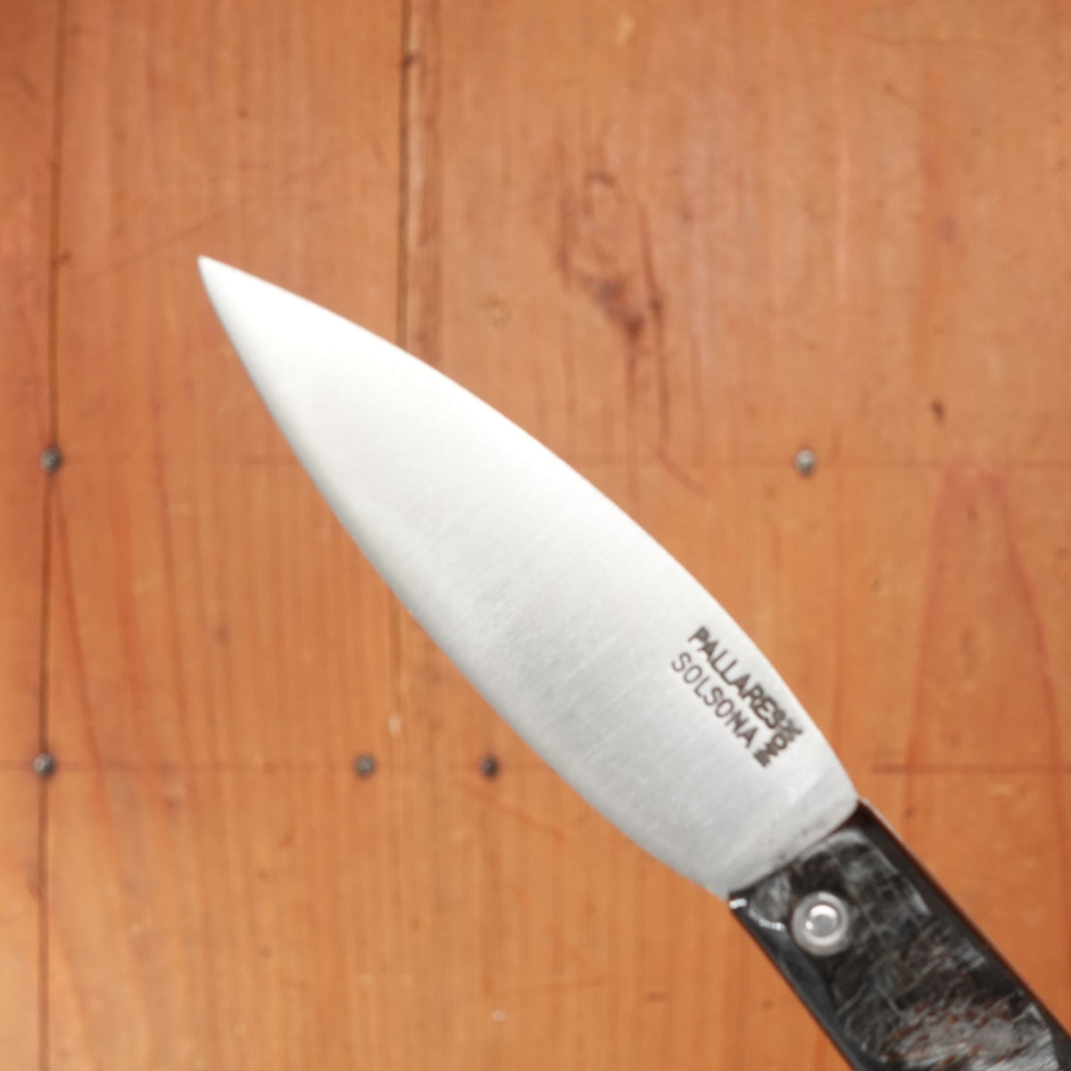 Pallares Busa 10cm Drop Point Stainless Steel Friction Lock Dark Ram Horn Handle