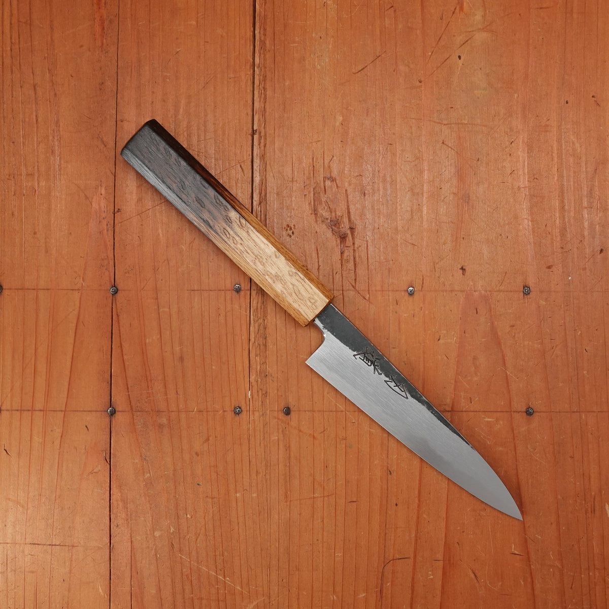 Hado Sumi 135mm Petty Shirogami 2 Kurouchi Finish Burnt Oak Handle