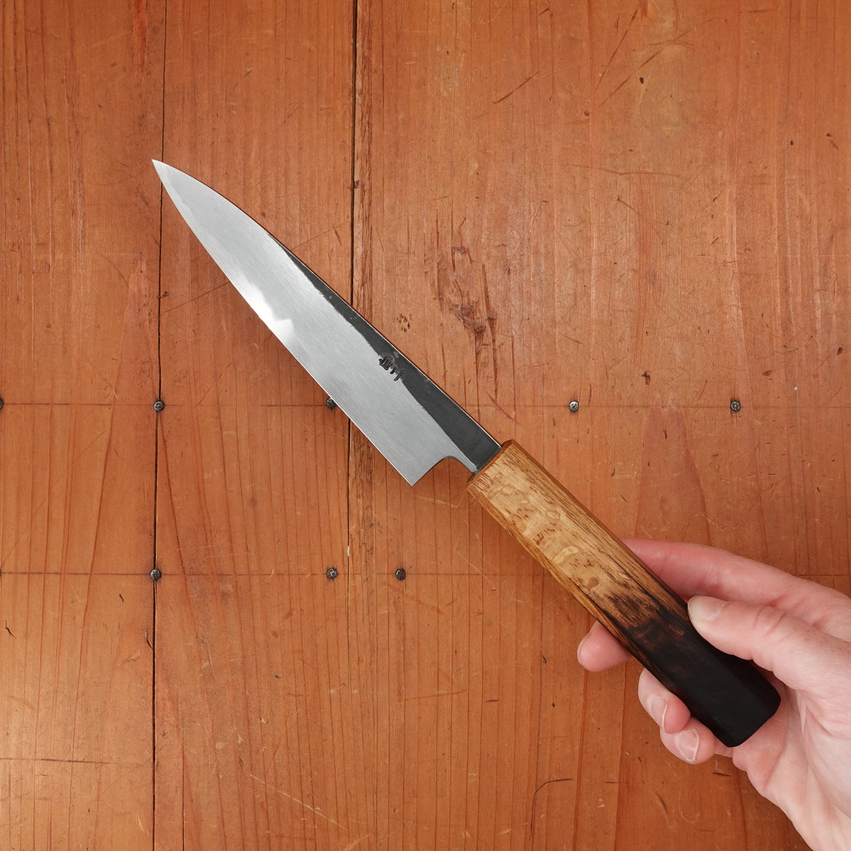 Hado Sumi 135mm Petty Shirogami 2 Kurouchi Finish Burnt Oak Handle