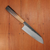Hado Sumi 165mm Santoku Shirogami 2 Kurouchi Finish Burnt Oak Handle