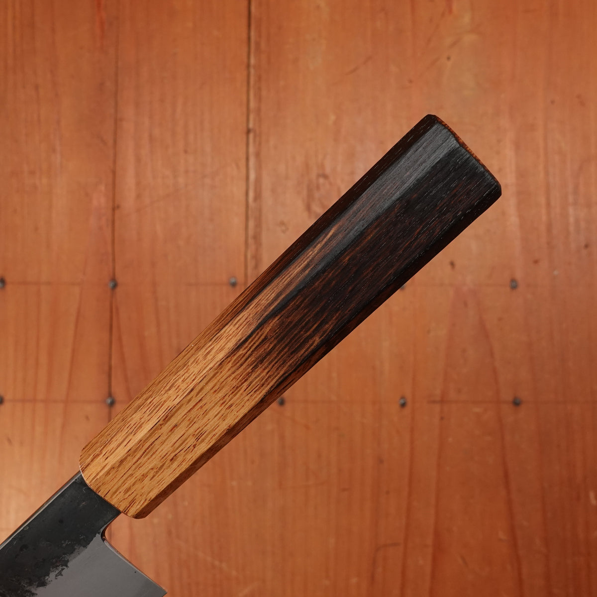 Hado Sumi 165mm Santoku Shirogami 2 Kurouchi Finish Burnt Oak Handle