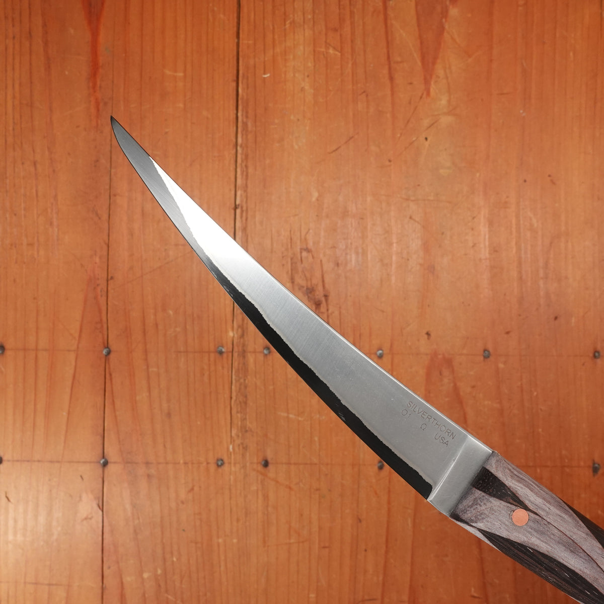 Silverthorn 6" Boning San Mai Stainless Clad O1 Carbon Steel Wildwood Handle G/W