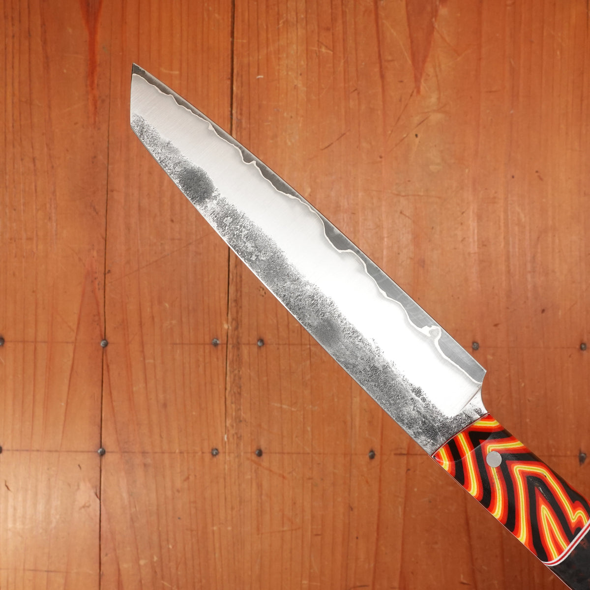 Silverthorn 6" Petty Knife Nashiji Kurouchi San Mai Stainless Clad O1 Carbon Steel G10s