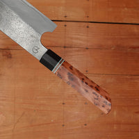 Alma Knife Co. 180mm Nakiri Sanmai Stainless Clad 26c3 Nashiji Thuya Burl African Blackwood Handle