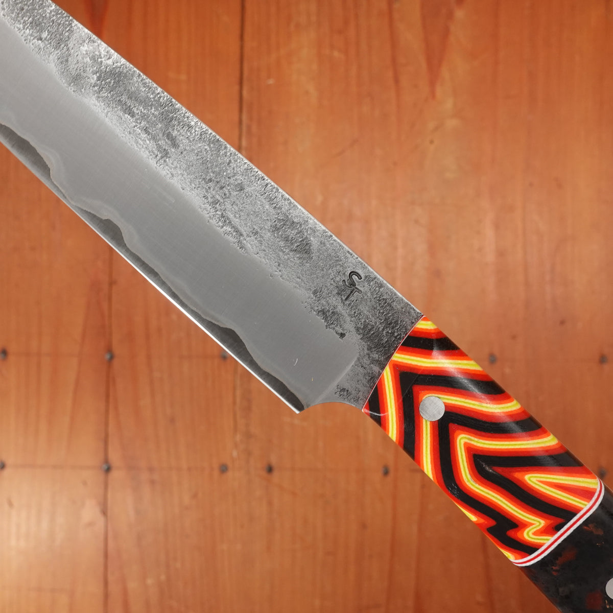 Silverthorn 6" Petty Knife Nashiji Kurouchi San Mai Stainless Clad O1 Carbon Steel G10s