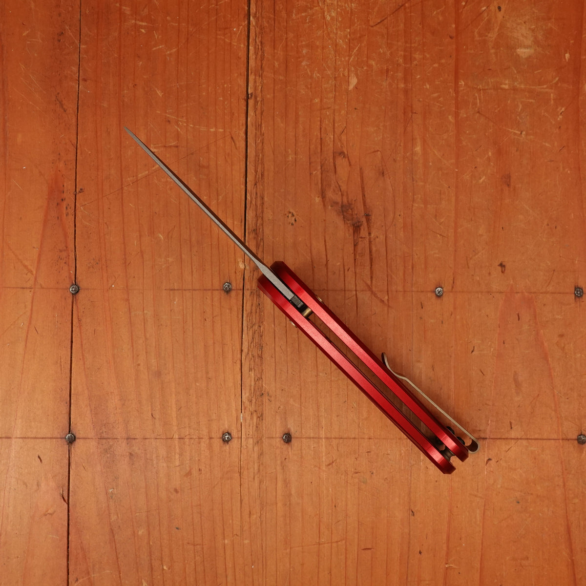 Benchmade 491GY-01 Lowden Spear Point Stainless Steel AXIS® Lock Phoenix Red Aluminum Handle