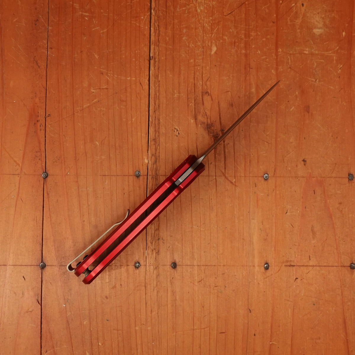 Benchmade 491GY-01 Lowden Spear Point Stainless Steel AXIS® Lock Phoenix Red Aluminum Handle