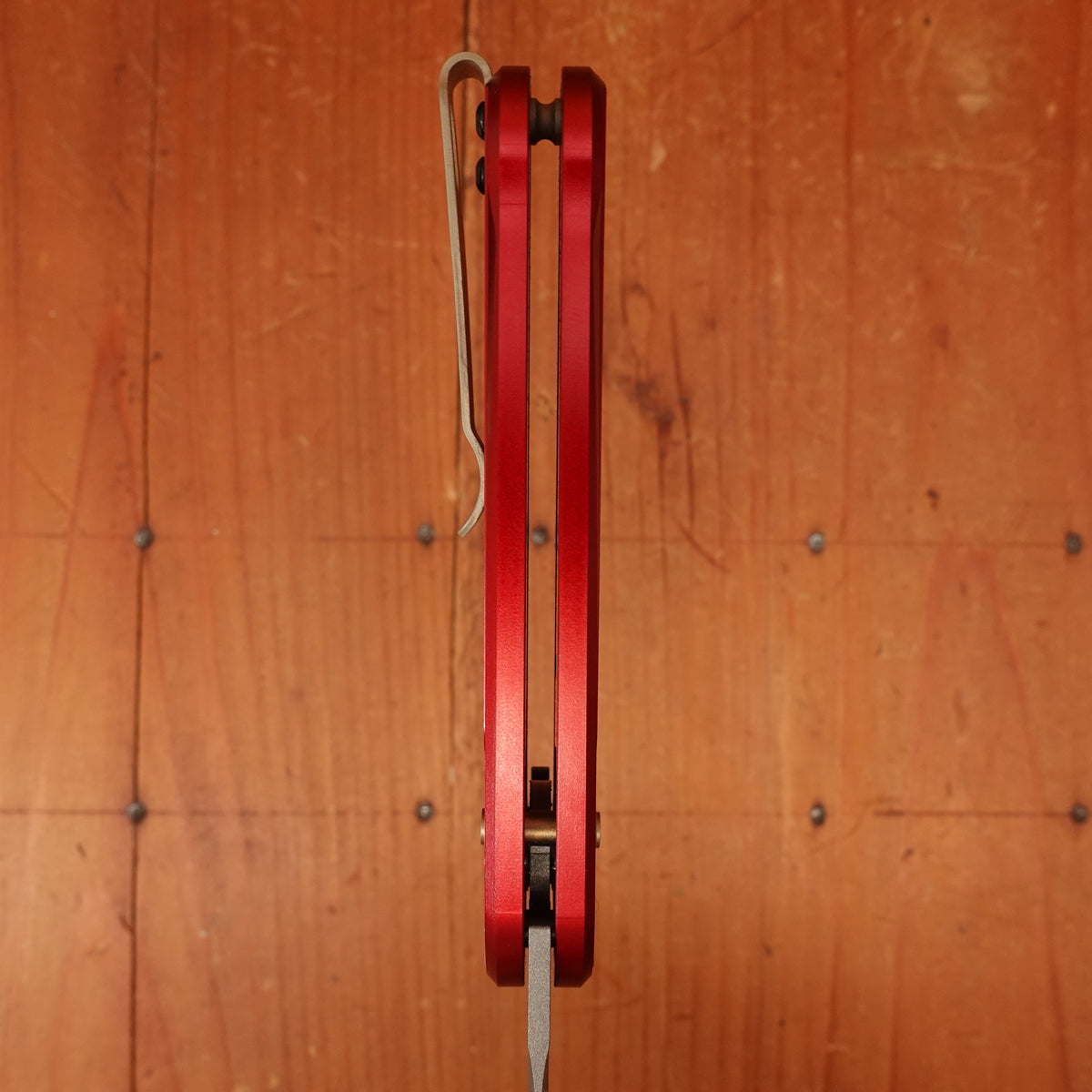 Benchmade 491GY-01 Lowden Spear Point Stainless Steel AXIS® Lock Phoenix Red Aluminum Handle