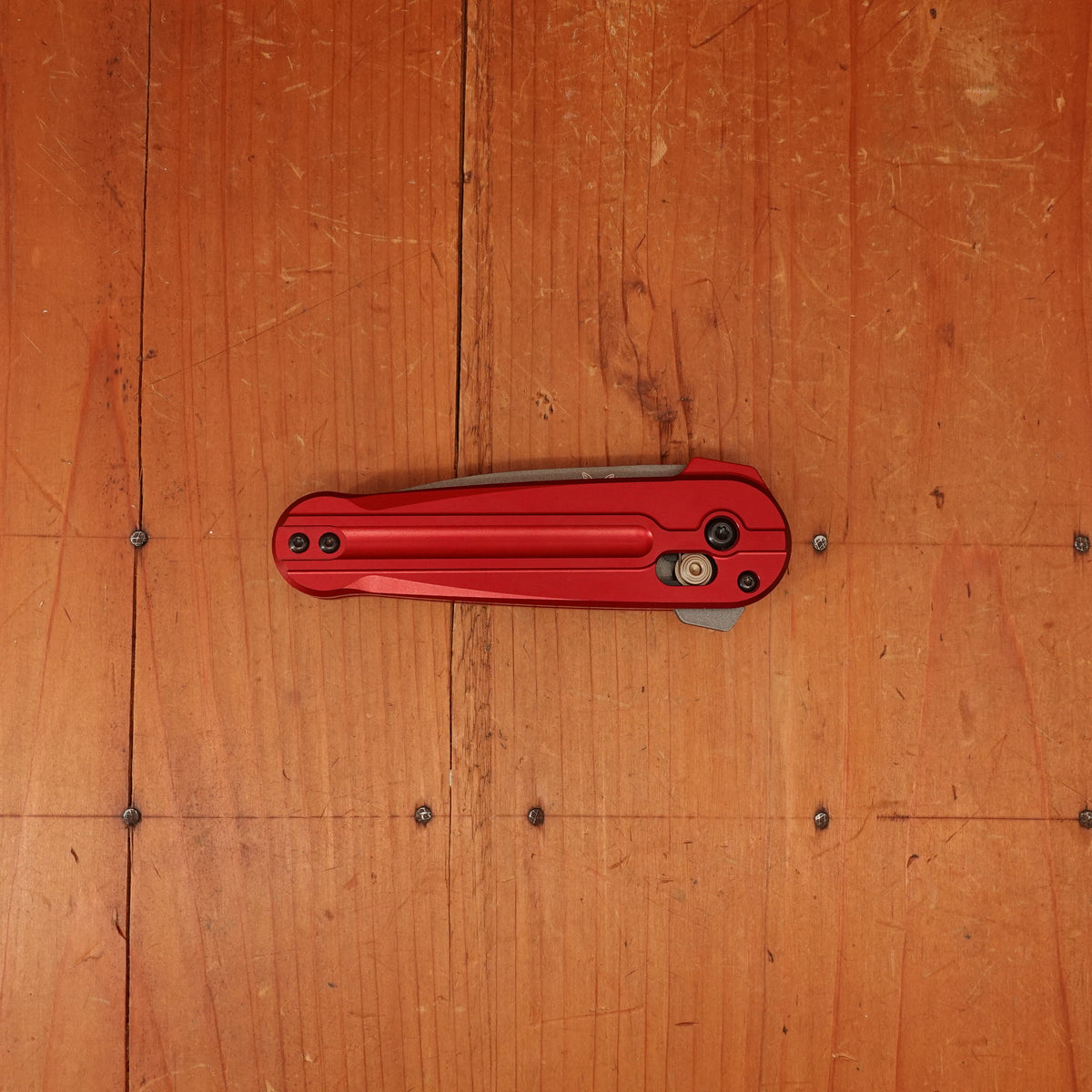 Benchmade 491GY-01 Lowden Spear Point Stainless Steel AXIS® Lock Phoenix Red Aluminum Handle