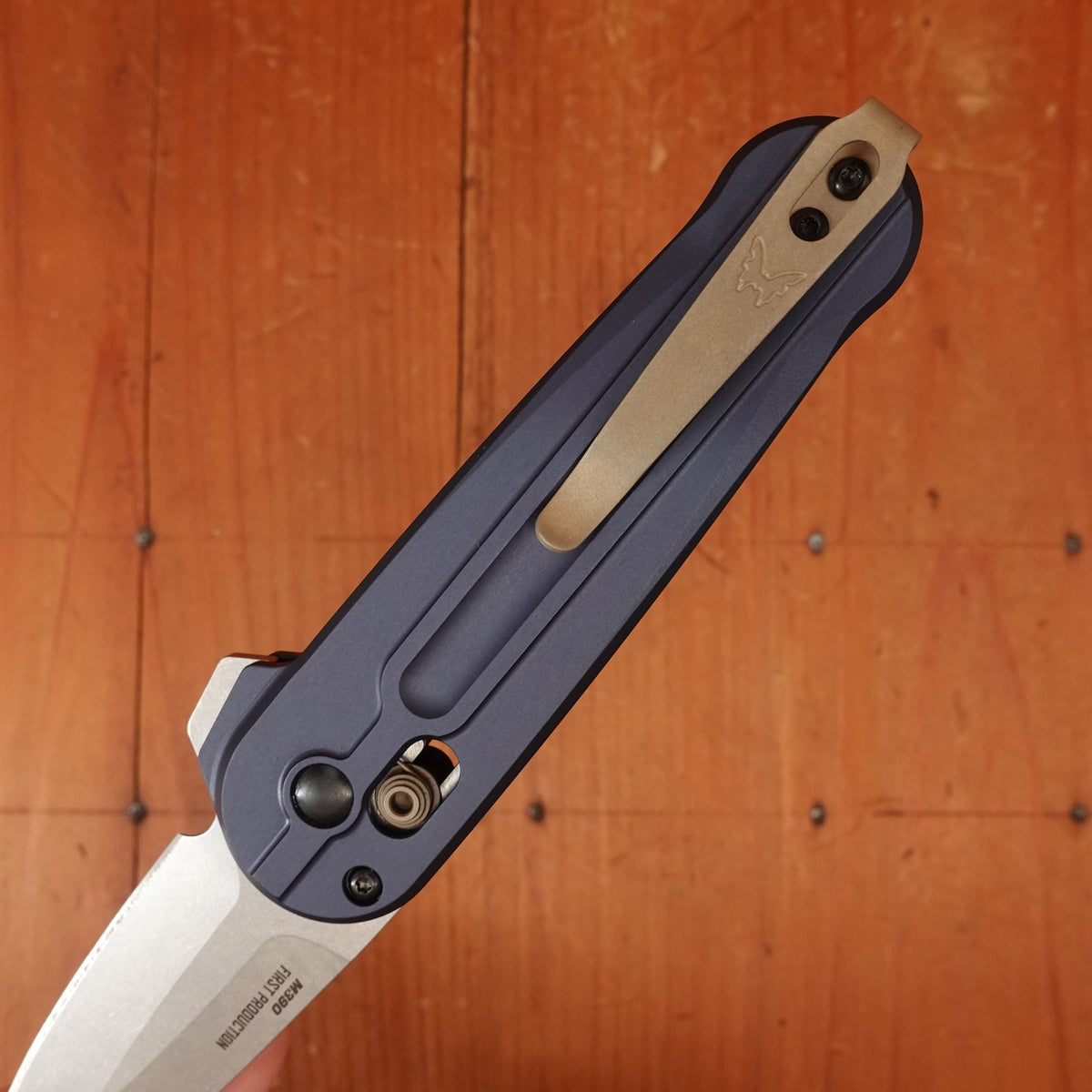 Benchmade 491 Lowden Spear Point Stainless Steel AXIS® Lock Crater Blue Handle