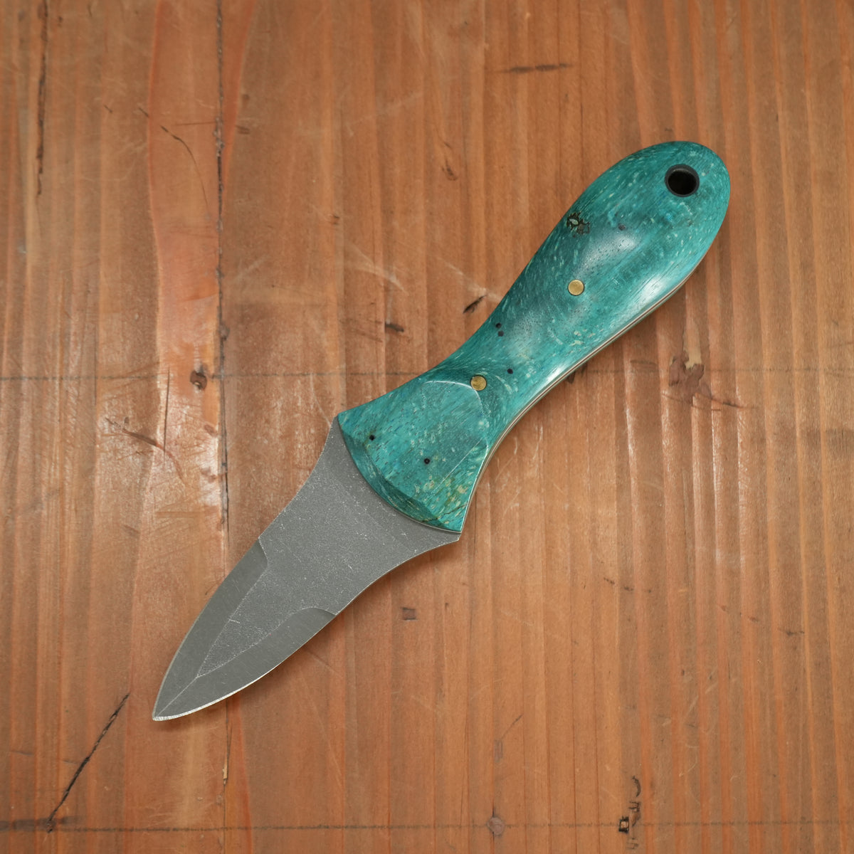 Alma Knife Co. Carolina Shucker N690 - Teal-dyed Spalted Tamarind