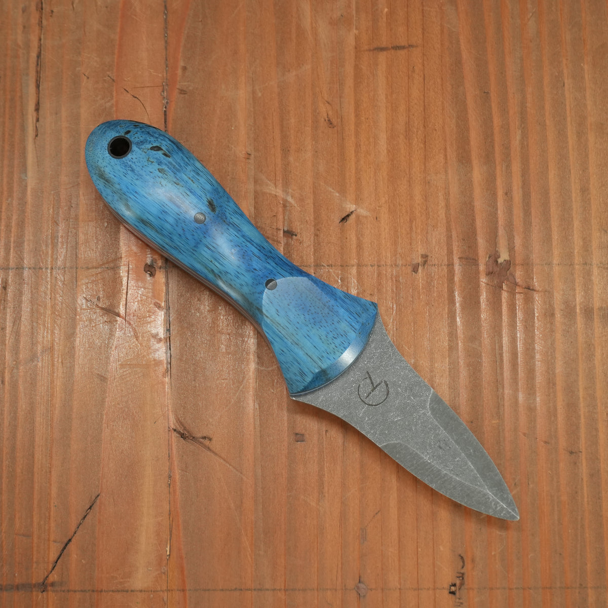 Alma Knife Co. Carolina Shucker N690 - Blue-dyed Spalted Tamarind