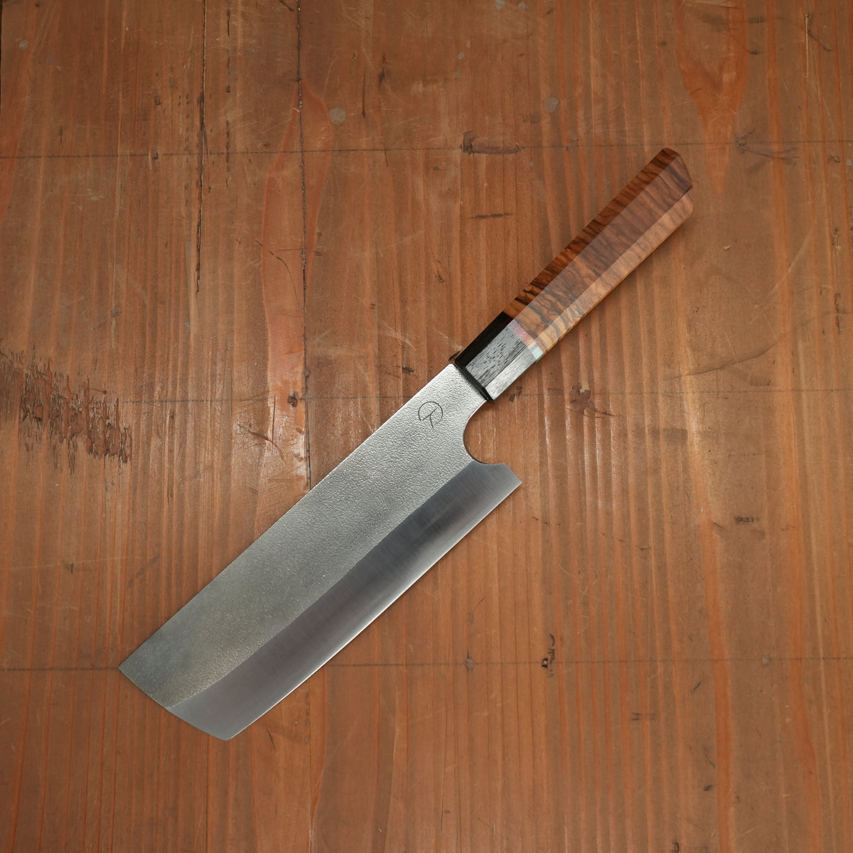Alma Knife Co. 150mm Nakiri 26c3 Nashiji Wa Red Bethlehem Olive