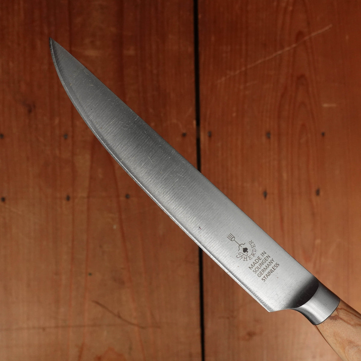 Friedr Herder Madera Steak Knife Set Forged Stainless Olive 1/2 Bolster - 6 Pieces