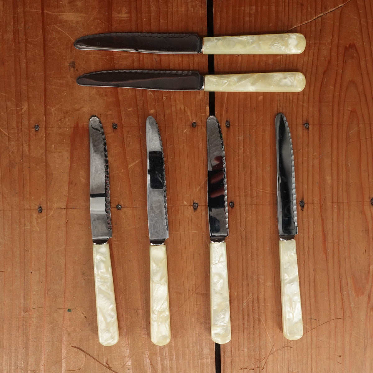 Wusthof Fruit Knife Set Stainless & Cracked Ice Composite 1950s/ Early 60s