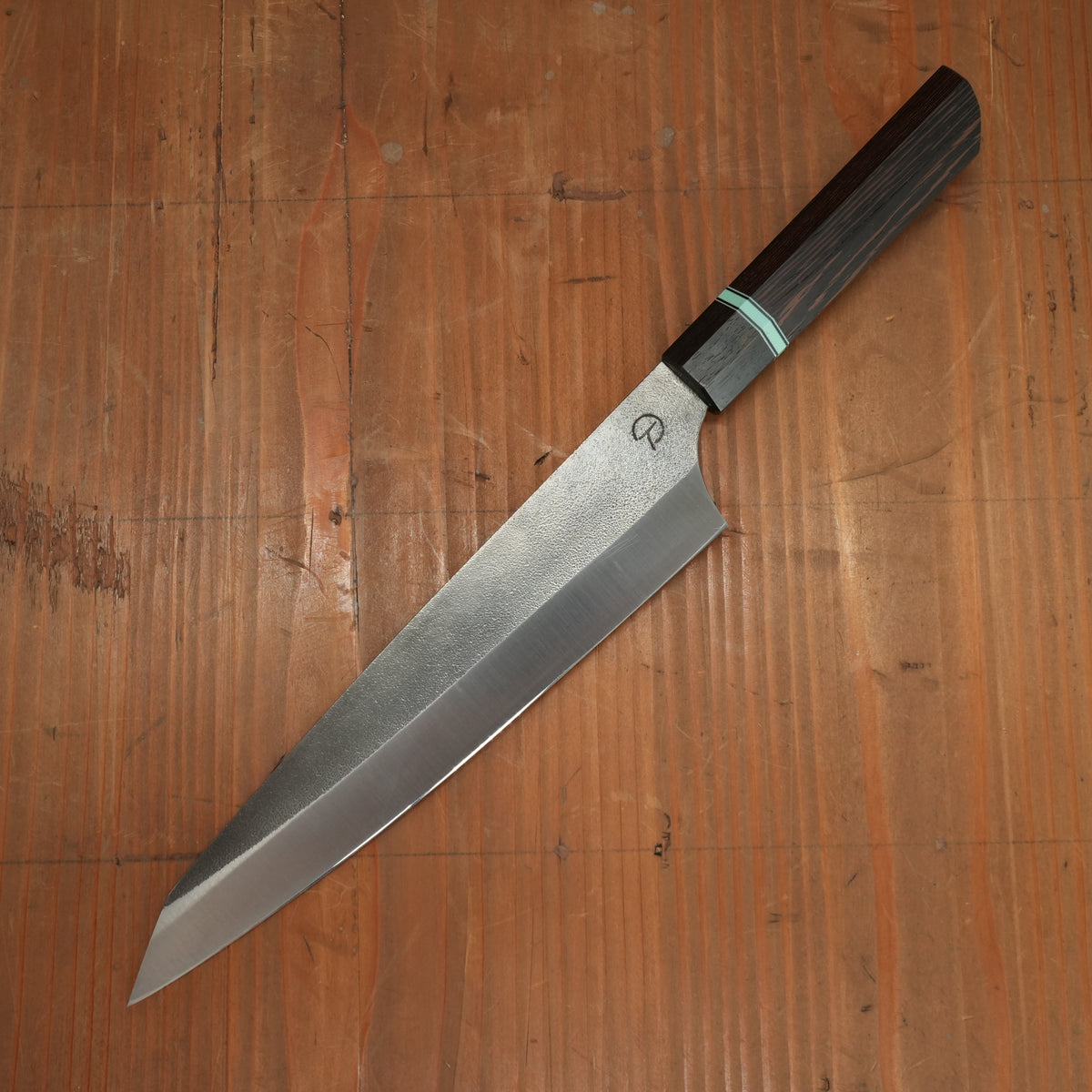 Alma Knife Co. 225mm Kiritsuke Gyuto 52100 Nashiji Wenge Ebony Handle