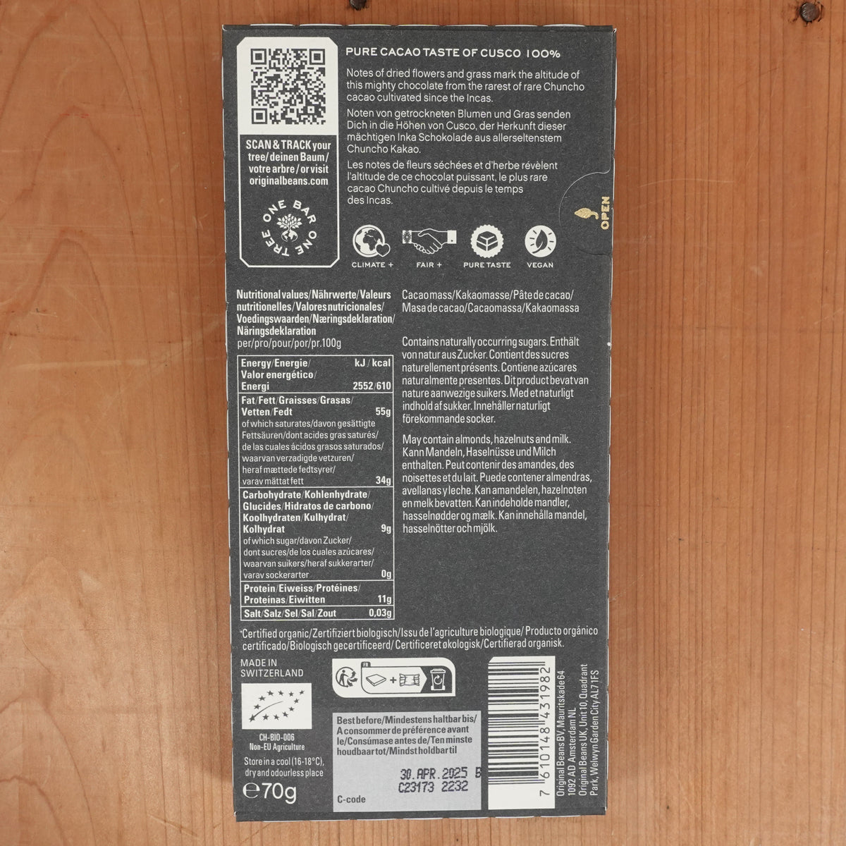 Original Beans Cusco 100% Pure Cacao Mass - 70g