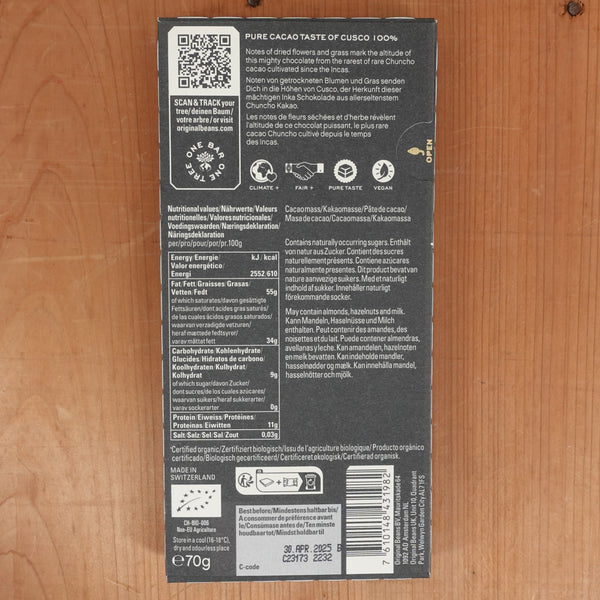 Original Beans Cusco 100% Pure Cacao Mass - 70g