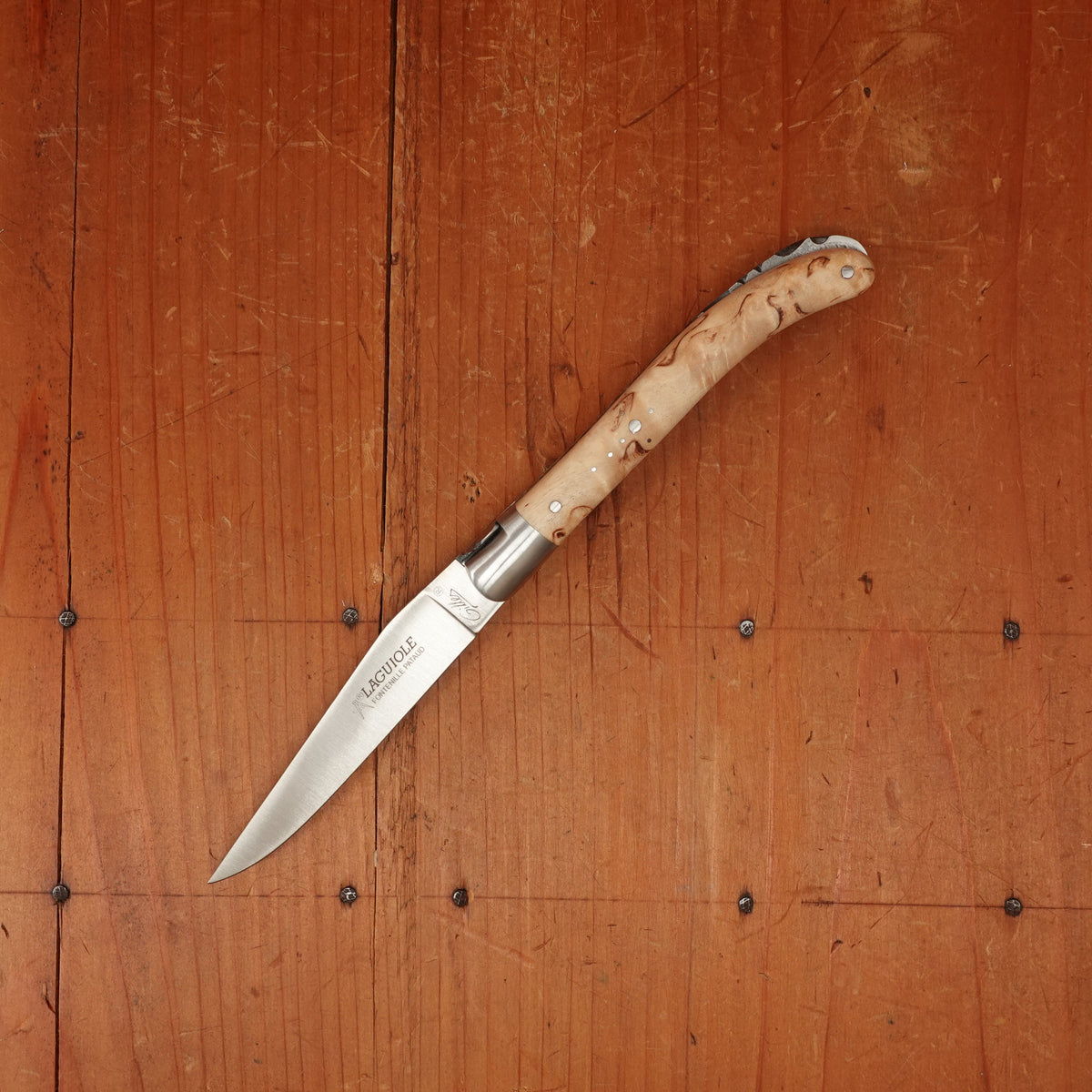 Fontenille Pataud Laguiole Le Pocket 10cm Pocket Knife Stainless Lockback Curly Birch