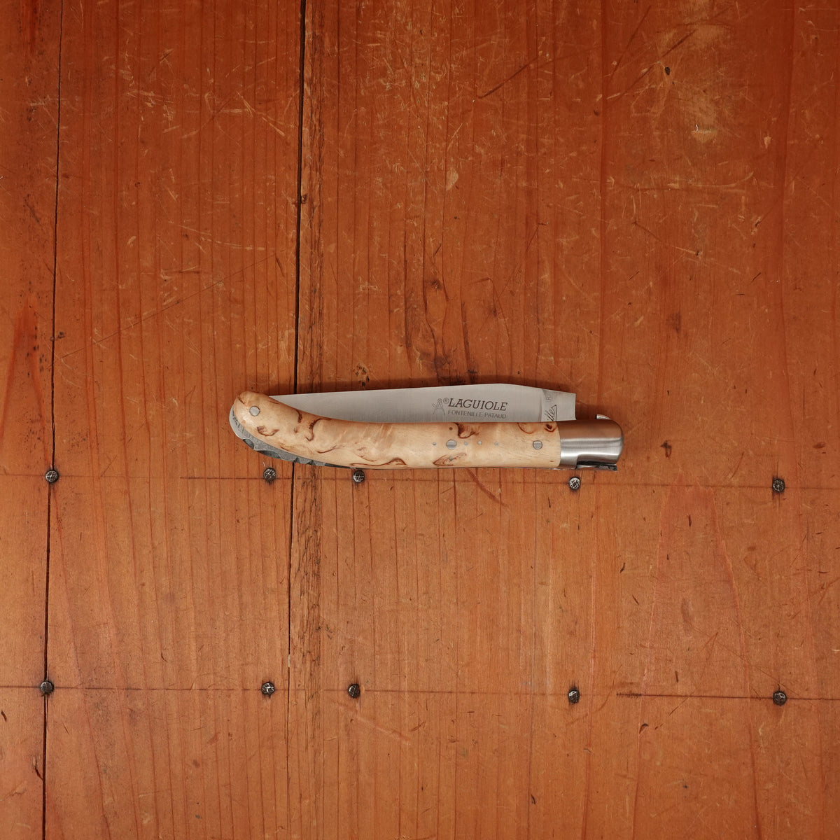 Fontenille Pataud Laguiole Le Pocket 10cm Pocket Knife Stainless Lockback Curly Birch