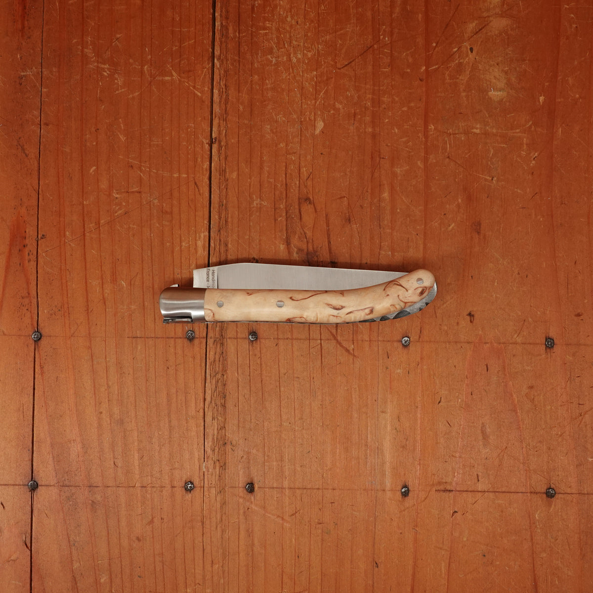 Fontenille Pataud Laguiole Le Pocket 10cm Pocket Knife Stainless Lockback Curly Birch