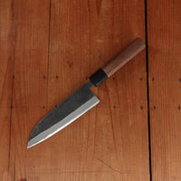 Hitohira Harima 165mm Santoku Stainless Clad Kurouchi Forged Aogami 2 Walnut Handle