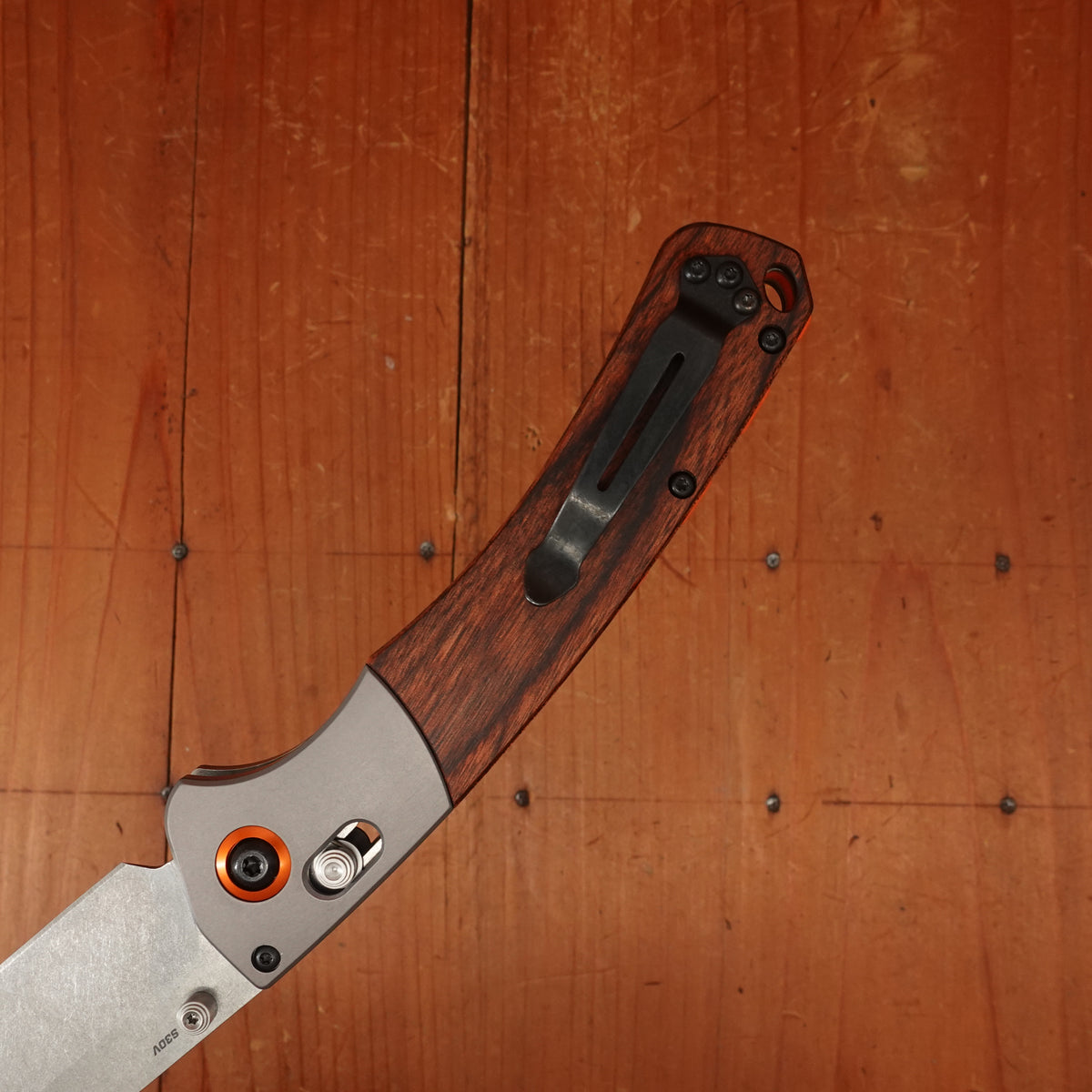 Benchmade 15080-2 Crooked River Clip Point CPM-S30V AXIS Lock Stabilized Wood Handle