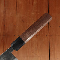 Hitohira Harima 165mm Santoku Stainless Clad Kurouchi Forged Aogami 2 Walnut Handle