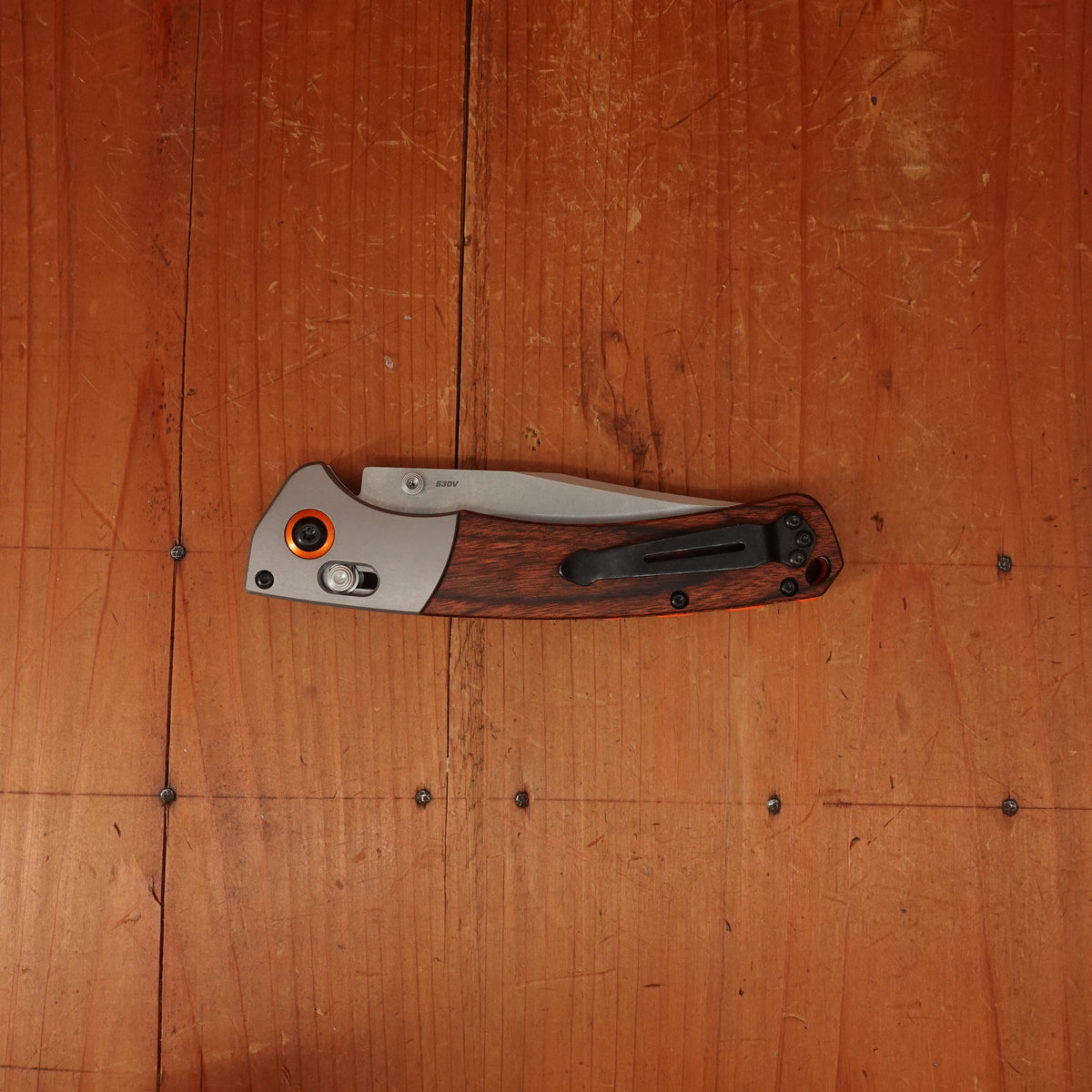 Benchmade 15080-2 Crooked River Clip Point CPM-S30V AXIS Lock Stabilized Wood Handle