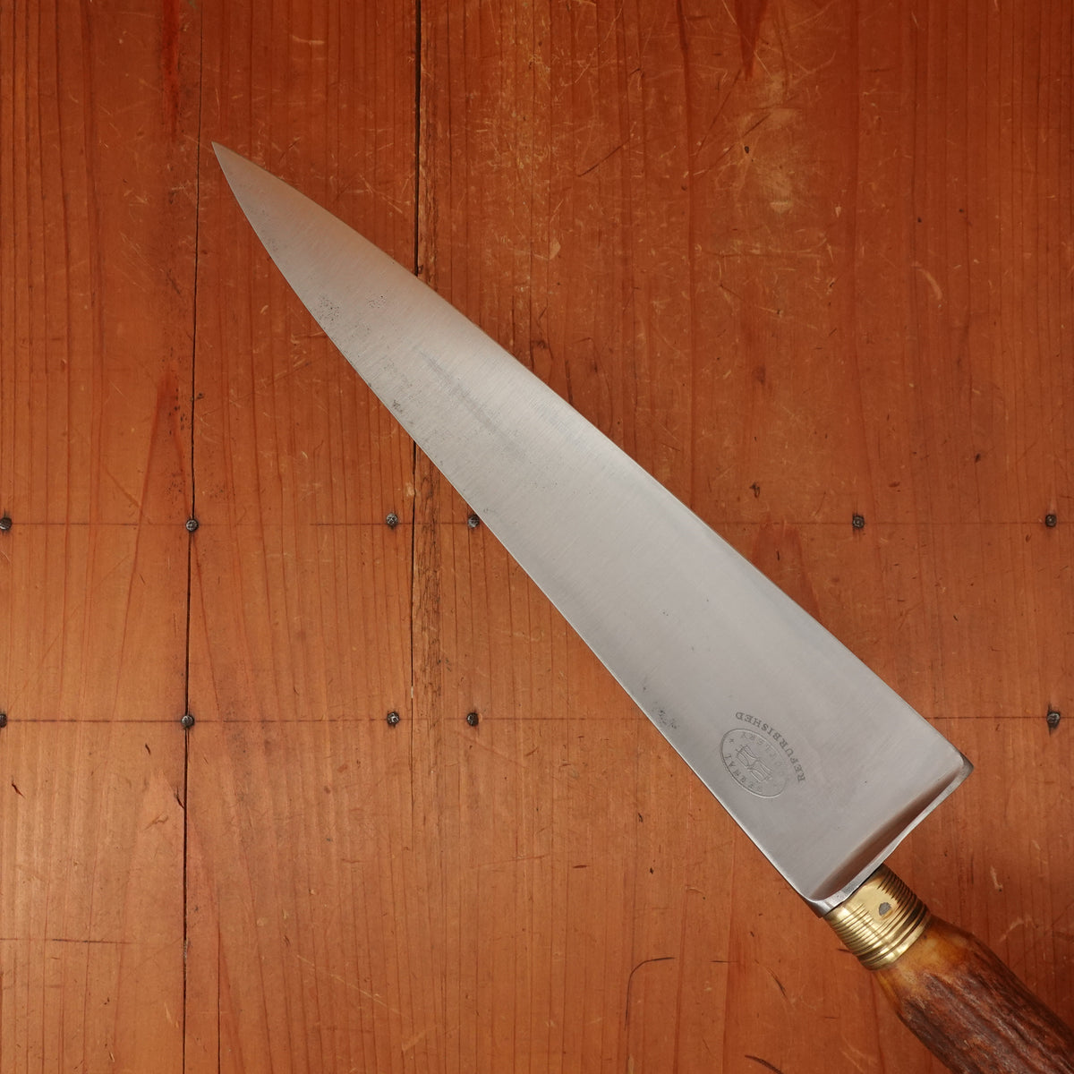 Re-Handled 9.5" Chef Knife Carbon Steel & Stag -France age unknown