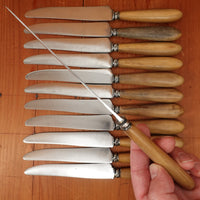 Set of 12 French Dinner Knives Carbon Steel Nickel & Horn France ~1910-20s