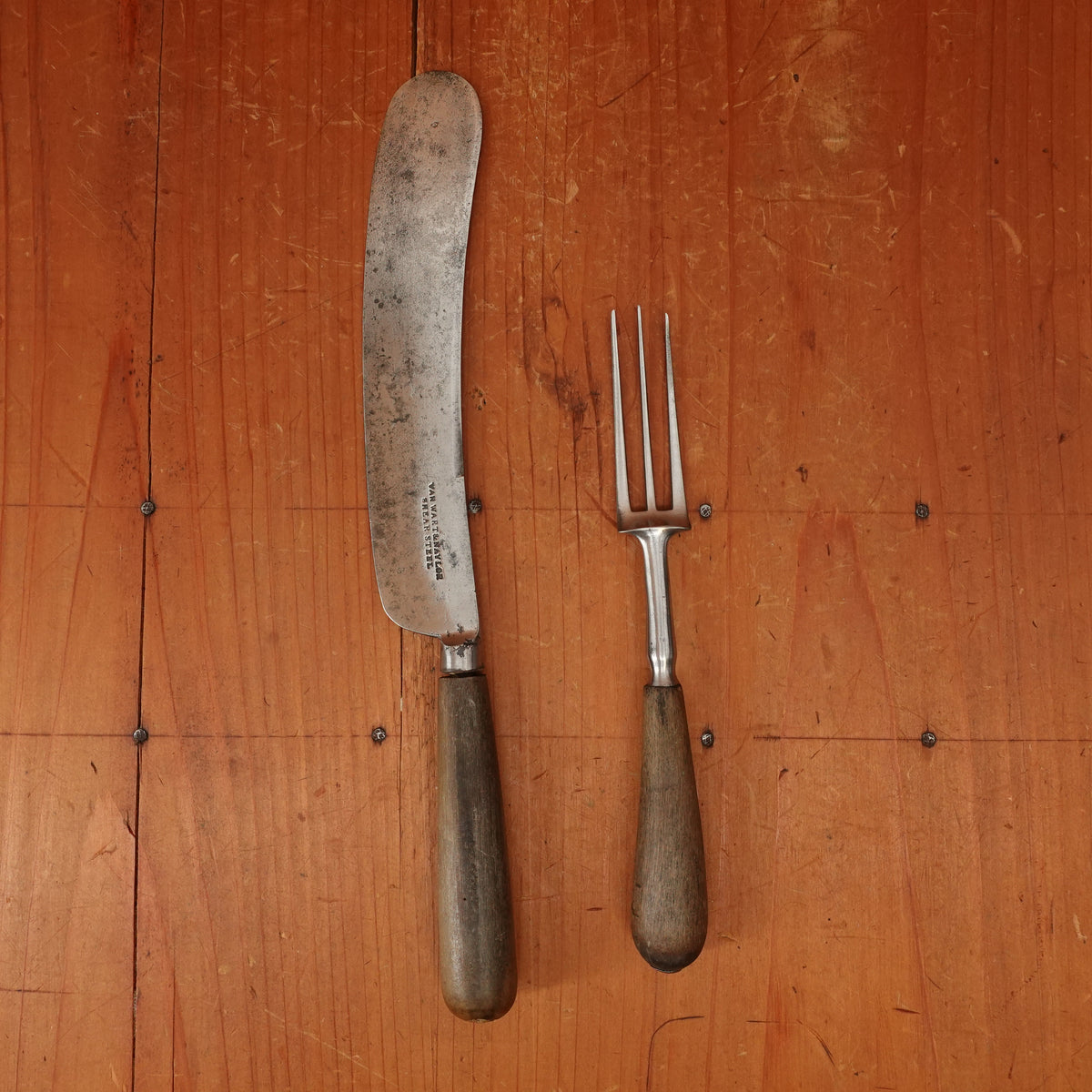 Van Wart & Naylor Table Knife Set Shear Steel & Horn Sheffield 1830s-1840