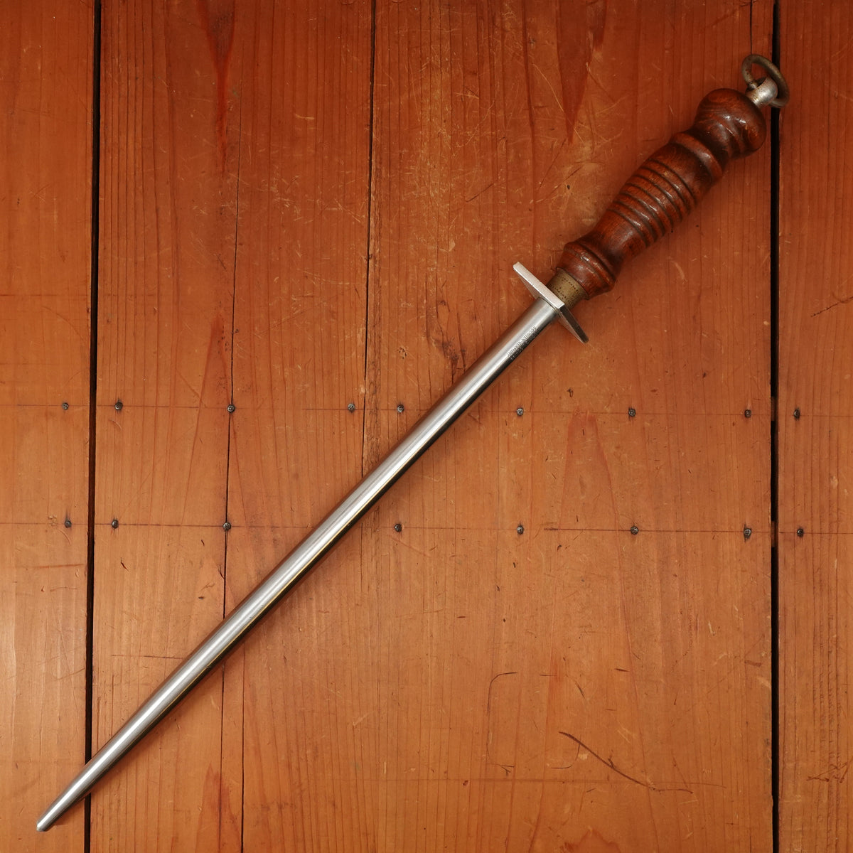 Ludwig Schiff 14" Slick Honing Rod Hard Chromed Carbon Steel Turned Wood Handle Solingen 1960s