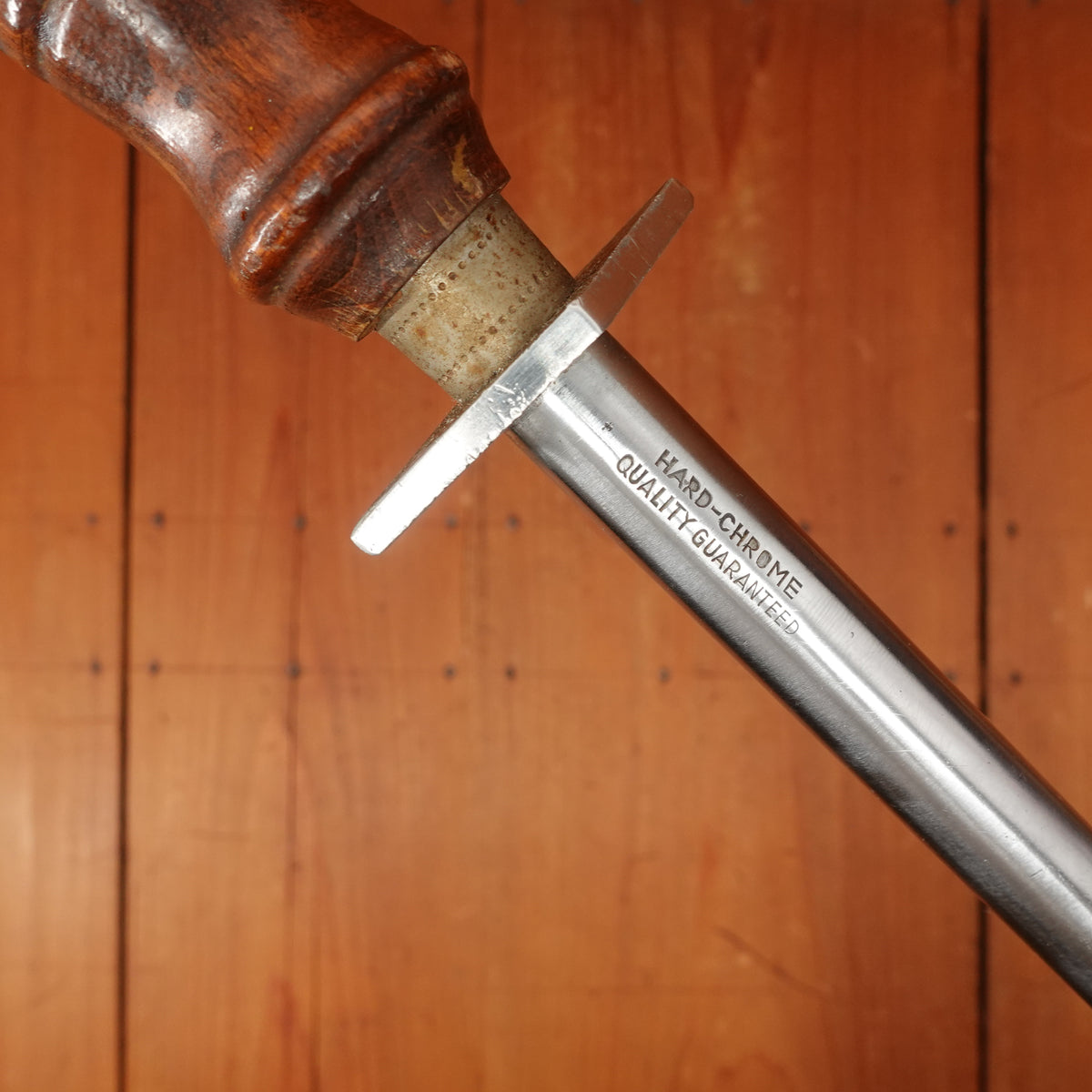 Ludwig Schiff 14" Slick Honing Rod Hard Chromed Carbon Steel Turned Wood Handle Solingen 1960s