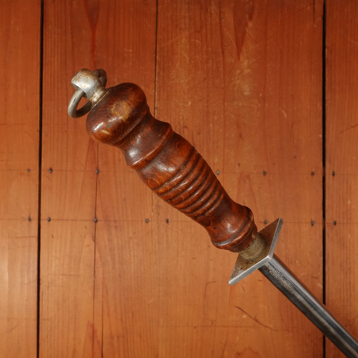 Ludwig Schiff 14" Slick Honing Rod Hard Chromed Carbon Steel Turned Wood Handle Solingen 1960s