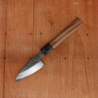 Kumokage 80mm Petty Aogami 2 Kurouchi Damascus Teak Handle