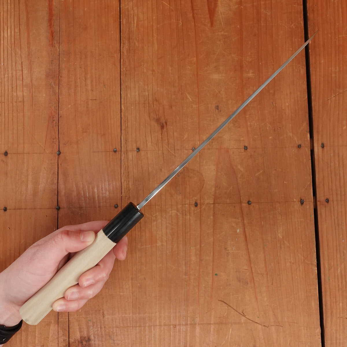 Hitohira Togashi 240mm Yanagi Shirogami 2 D Ho / Horn with Saya