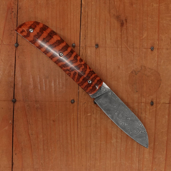 David Margrita 10cm Drop Point Carbon Damascus Slip Joint Amourette Handle