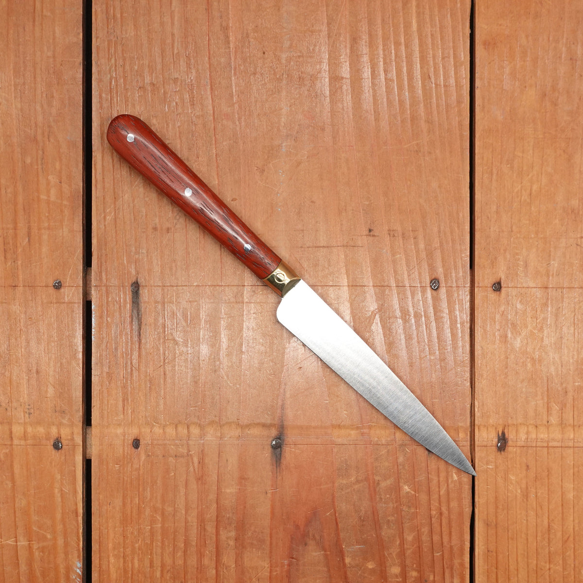 Au Sabot 4" Pointed Paring Stainless Camwood with Brass Bolster