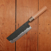 Morihei Hisamoto 165mm Nakiri Kurouchi Shirogami 1 Yakusugi Cedar Handle
